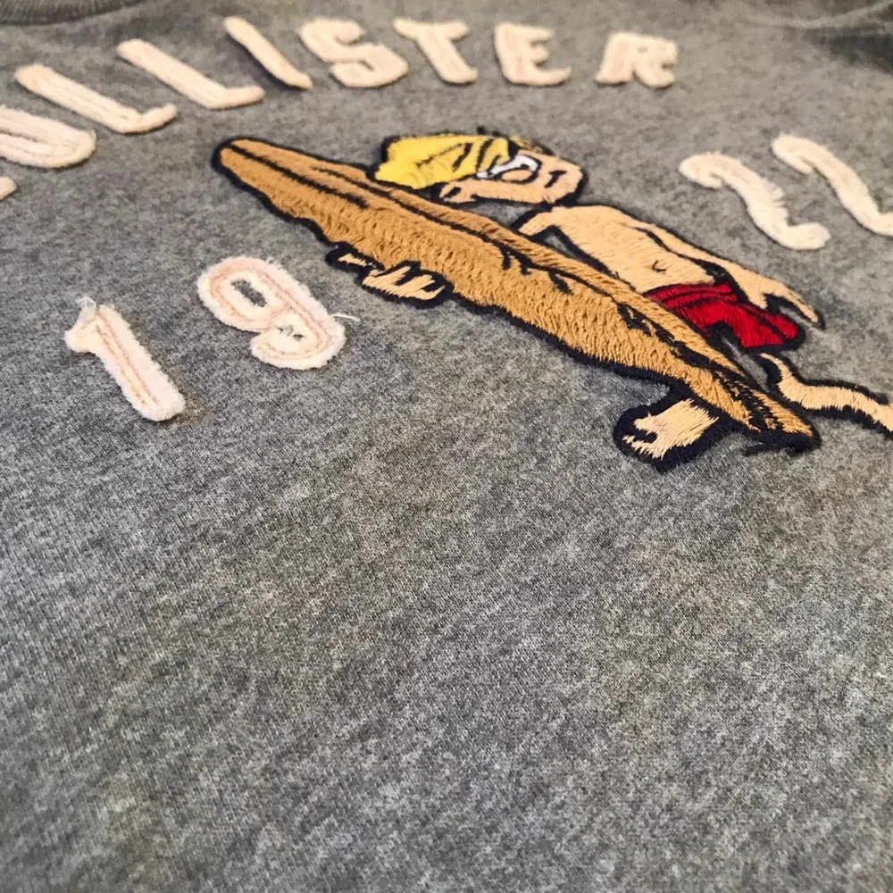 Vintage Y2K Hollister Embroidered Surfer Man Tee Gray